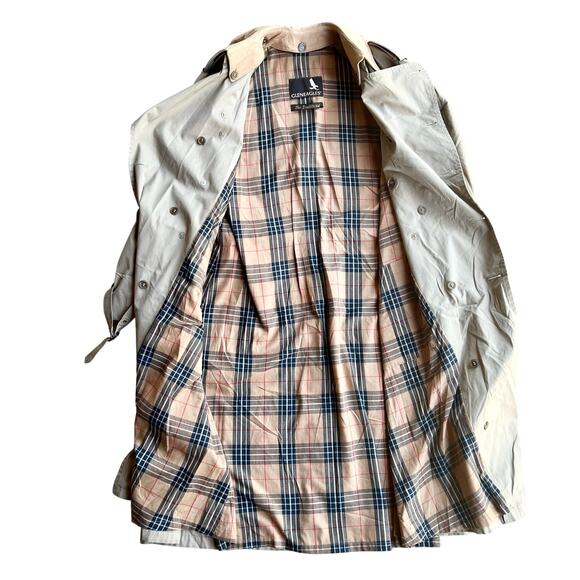 Vintage Gleneagles The Traditional Premium Tan Trench Coat Size Large 21x50 - Picture 7 of 12